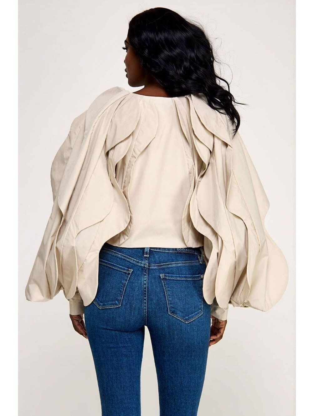 Beige Statement Ruffle Blazer Jacket - Picture 2 of 3